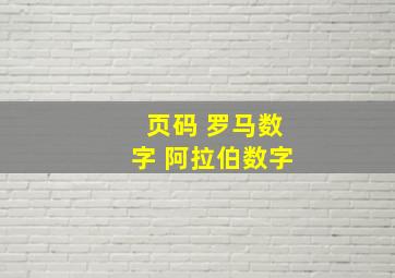 页码 罗马数字 阿拉伯数字